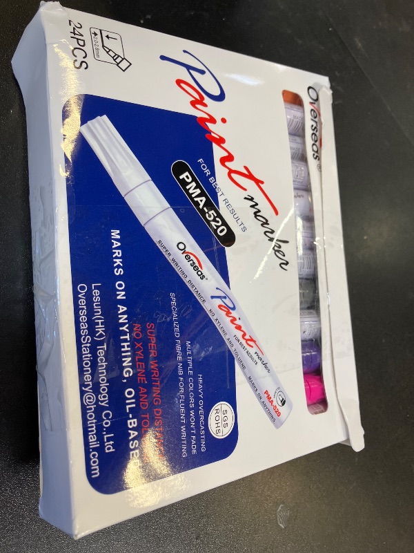 Photo 1 of Paint Marker Pens - 24 Color Permanent Oil Based Markers, Medium Tip, Quick Dry and Waterproof Assorted Color Paint Pens for Metal, Wood, Plastic, Stone, Mugs, Canvas, Glass, Art Craft