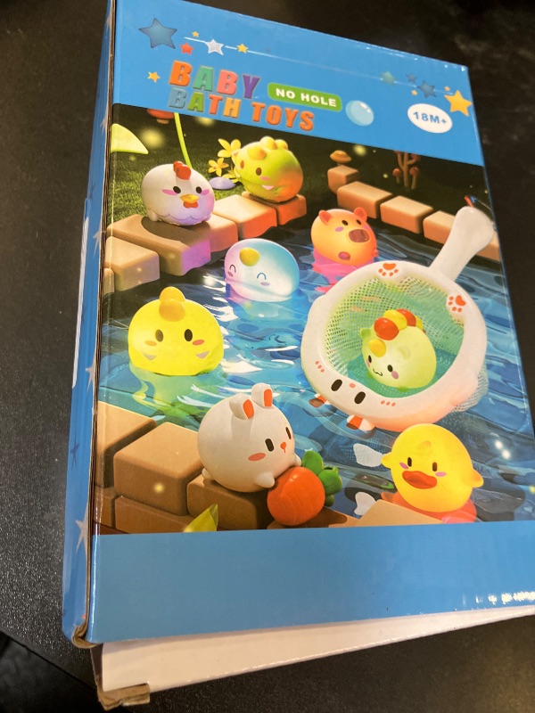 Photo 1 of Bath Toys Toddler No Hole Bath Tub Toys for Baby 6-12 Months Toys 12-18 Months 6PCS Animal Floating Bathtub Toys for Kids 1-3 Baby Shower for Infant Boys Girls (Light Up)