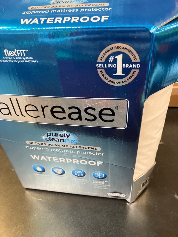 Photo 1 of AllerEase Waterproof Mattress Protector Stain Protection Twin Size Allergen Barrier Hot Water Washable Machine Washable Durable Zippered Knit Mattress Cover Stretch Corners (White)