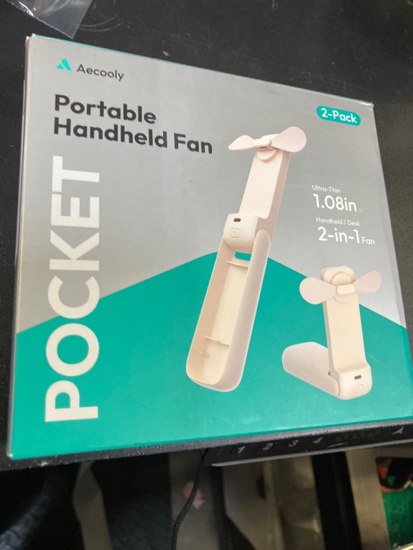 Photo 1 of Aecooly Slim Portable Fan 2 Pack, Thin Handheld Fan, USB Rechargeable Mini Personal [24H Max Cooling Time], Battery Powered Small Foldable Pocket for Travel, Summer, Gifts for Women -Beige