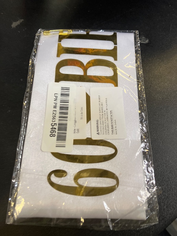 Photo 1 of Conggluuo 60th Birthday Sash, 60 BIRTHDAY KING' Birthday Sash for men White Sash with Gold Foil Letter 60th Birthday sash for men Party Decorations Favors White Gold