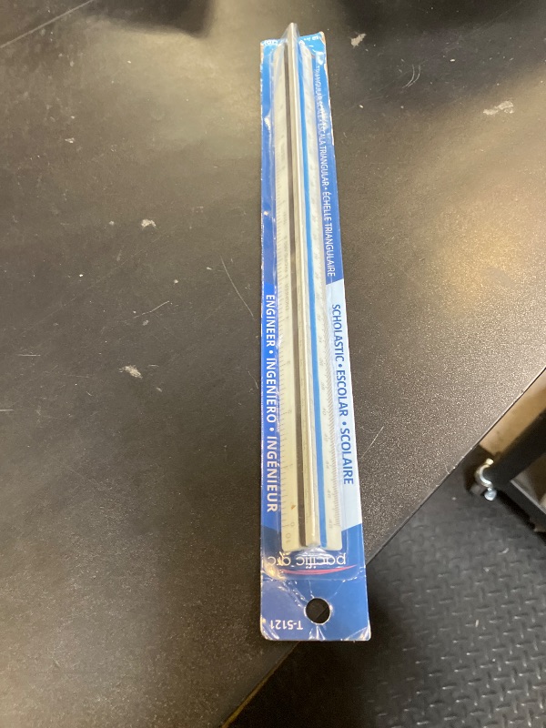 Photo 1 of Pacific Arc Engineer Triangle Scale Ruler 12 Inch with Etched Markings in Fully Divided 10, 20, 30, 40, 50, and 60 Parts to The inch