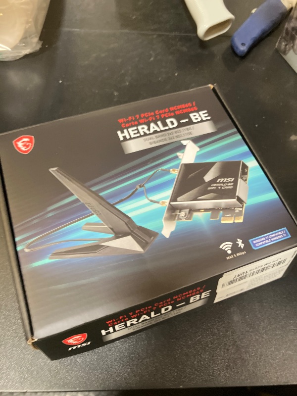 Photo 1 of MSI Herald-BE WI-FI 7 MAX (Wi-Fi 7, 802.11BE, Bluetooth 5.4, PCIe, Multi-Link Operation Technology, External Antenna)