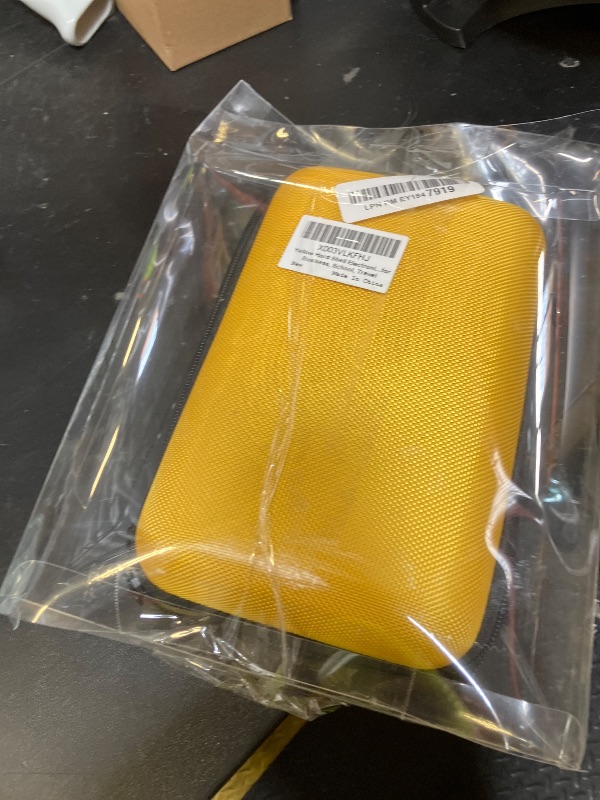 Photo 1 of Bright Yellow Hard Shell Electronic Organizer Carrying Case - Shockproof Large Storage Case for Hard Drive, Phone, Power Bank, Charger, Earbuds - Zipper Pouch Gadget Bag for Business, Travel