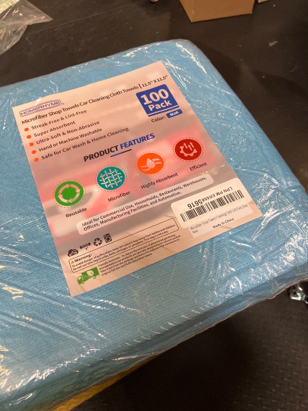 Photo 1 of HOMERHYME Shop Towels, 100 Pack Microfiber Towels for Cars, Microfiber Cleaning Cloths, Bulk Multipurpose Lint-Free Cleaning Rag for Mechanic Automotive Garage Office, 11.5"*11.5" Blue