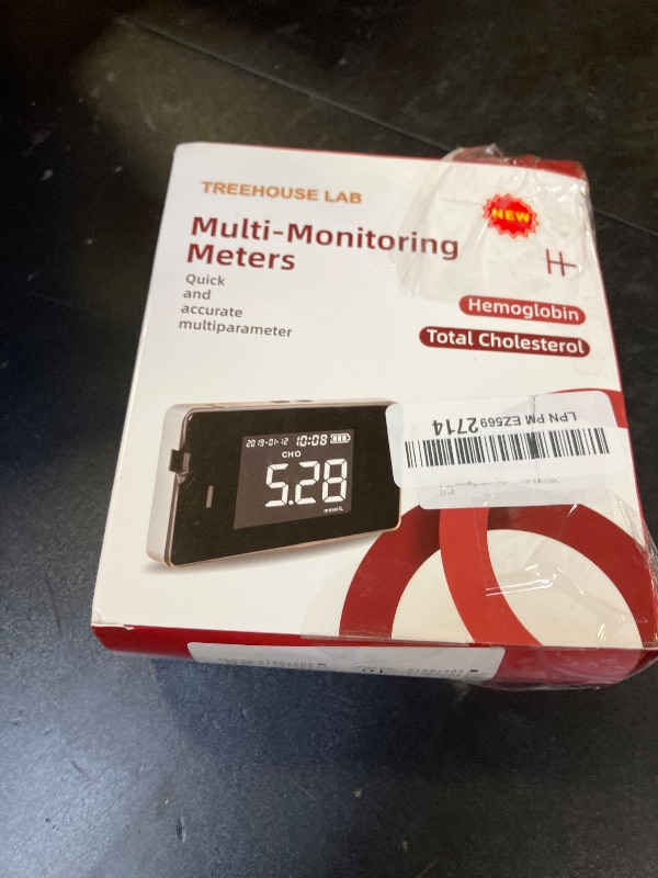 Photo 1 of Hemoglobin Test Meter with 25 Hemoglobin Test Strips, Cholesterol Test Kits with 10 Test Strips, 2-in-1 Hemoglobin Tester Meter for Home Use, Black
