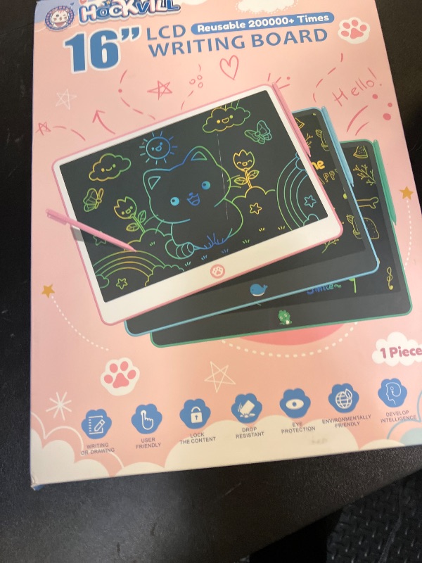 Photo 1 of Hockvill LCD Writing Tablet for Kids 16 Inch, Toys for Girls Boys Drawing Pad for 3 4 5 6 7 Year Old Kids Toys, Easter Basket Stuffer for Kids, Toddler Doodle Board Travel Essentials - Pink
