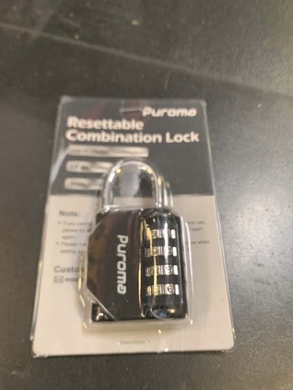 Photo 1 of Puroma 1 Pack Combination Lock for Locker 4 Digit Outdoor Waterproof Padlock for School, Gym, Sports, Fence, Toolbox, Gate, Case, Outdoor, Hasp Storage (Black)