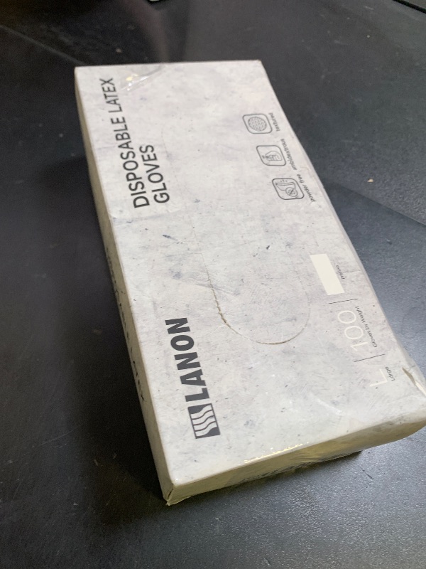 Photo 1 of LANON 5 mil Latex Disposable Gloves, Food-Contact Grade, Powder-Free, Fully Textured, White, Large