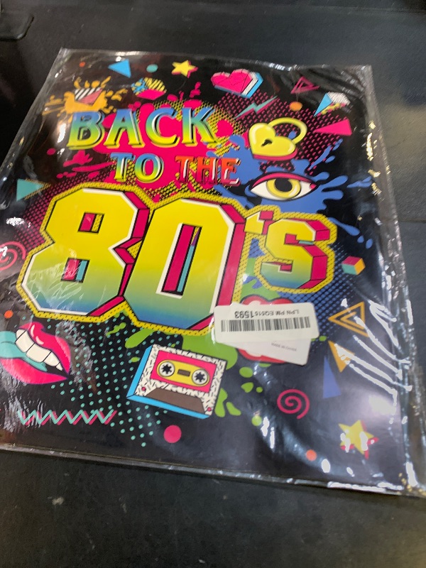 Photo 1 of 80’s Party Decorations Back to The 80's Theme Greeting Cards I Love 80’s Guest Book Signature Board Hip Hop Party Decorations Neon 1980s Throwback Decor Large Greeting Card for Party Supplies