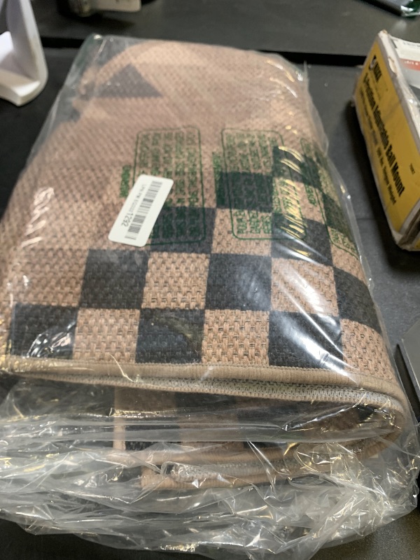 Photo 1 of LIVEBOX Easy Jute Rug Runner for Hallway Non Slip, Washable Rug 2x8 for Kitchen, Black Checkered Long Hallway Rugs, Farmhouse Carpet Runner for Laundry Room Bedroom