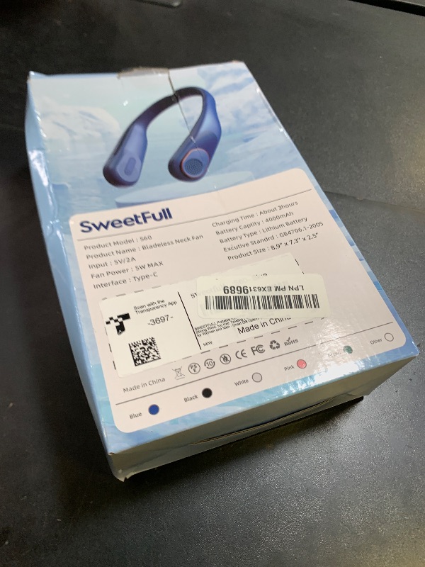 Photo 1 of SWEETFULL Portable Neck Fan 360° Cooling Bladeless Personal Fan | No Hair Twisting - 4000mAh USB Rechargeable Wearable Fan for Travel, Birthday Gifts for Men, Women, Mom, and Dad