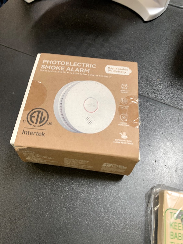 Photo 1 of Jemay  Detector Fire Alarms 9V Battery Operated with Photoelectric Sensor & Silence Button,10 Year Product Life Smoke Alarm Easy to Install, 1 Pack