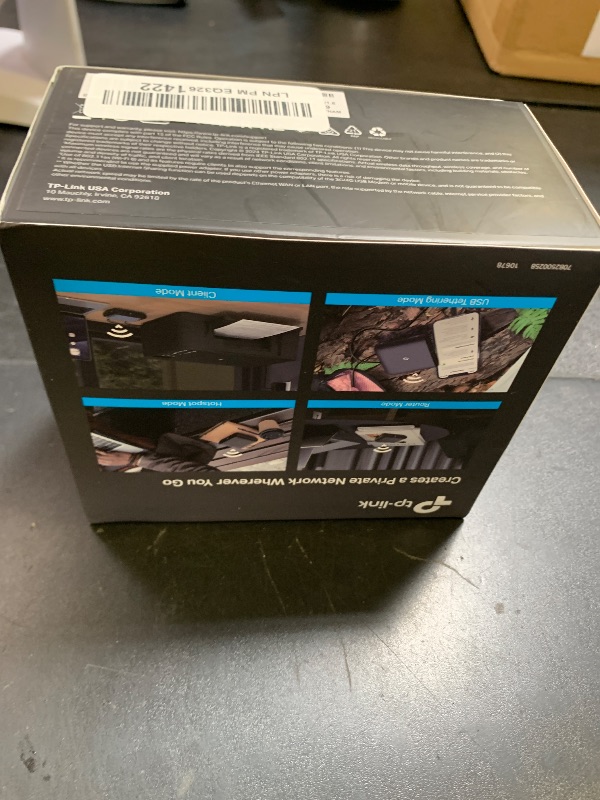 Photo 1 of TP-Link Ultra-Portable Wi-Fi 6 AX1500 Travel Router TL-WR1502X | Easy Public WiFi Sharing | Hotel/RV/Travel Approved | Phone WiFi Tether | USB C Powered | Multi-Mode | Tether App | Durable Design
