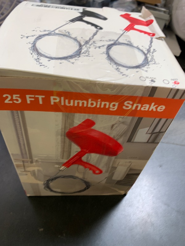 Photo 1 of FLSEPAMB Drain Auger 25 Ft Plumbing Snake Snake Drain Clog Remove Tool Professional Sink Snake for Bathtub Drain, Kitchen Sink, Comes with Gloves and 25 Inch Snake Hair Clog Remover