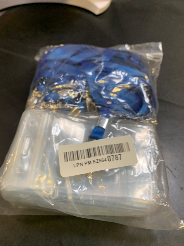 Photo 1 of Segarty Lanyard with ID Holder, 50 Pack Vertical Badge Clear Plastic Name Tags Neck Key Card Bulk, Blue Strap Clips Waterproof Ziplock Nametag Protector for Women, Business, Student, School, Office
