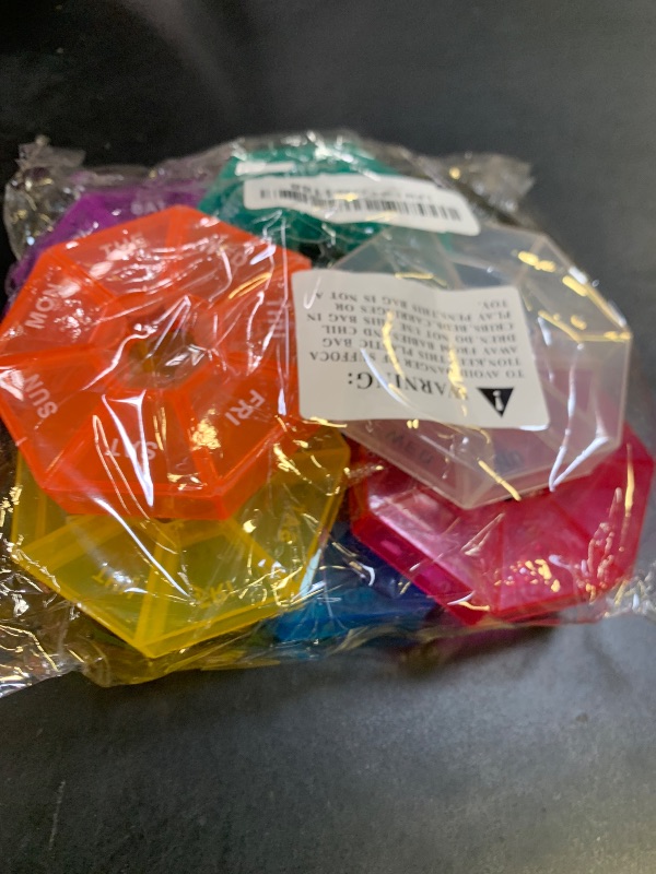 Photo 1 of Ponpon 8pcs Pill Holder Box 7-Sided Portable Vitamin Holder Box Pill Organizer Medicine Planner (8 Corlor)