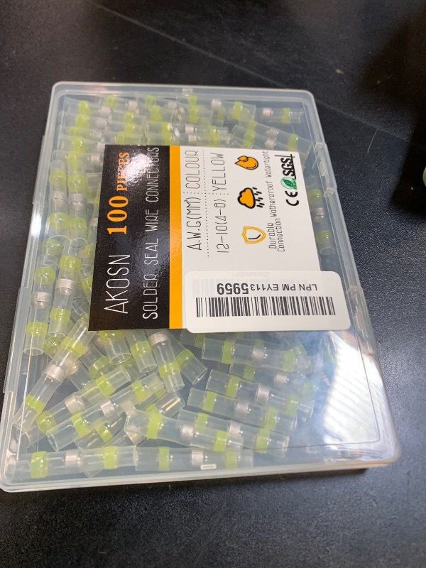 Photo 1 of 100 PCS Yellow Heat Shrink Butt Connectors,12-10 AWG, Self Soldering Butt Connector, Waterproof Solder Seal Wire Connectors, Butt Splice Wire Terminals for Automotive Marine Boat