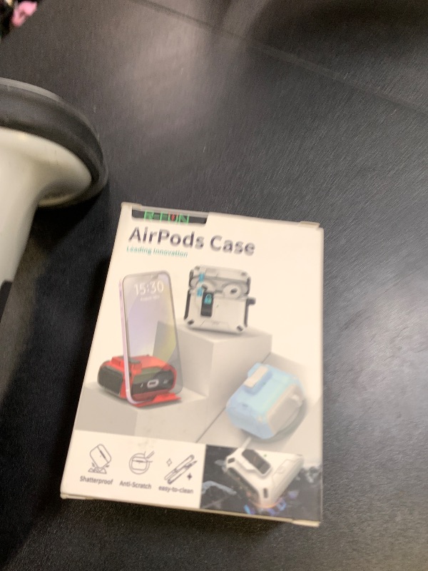 Photo 1 of R-fun Compatible AirPods Pro 2nd Generation/1st Generation Headphone Cases, Fully Drop Proof Auto Eject Protective Cover Design, New Charging Port Dust and Stand Design,Black