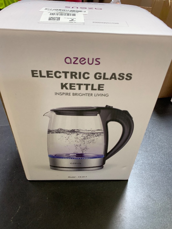 Photo 1 of Azeus 1.8L Electric Kettle CX-817 - Fast Boil, Auto Shut-Off, Boil-Dry Protection, 360° Swivel Base - Stainless Steel Water Boiler for Tea, Coffee, and Hot Water