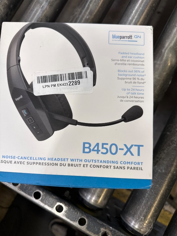 Photo 1 of BlueParrott B450-XT Mono Bluetooth Wireless Headphones 96% Noise Canceling Over Head Trucker Headset with Mic, All Day Comfort Padded Headband, 300 ft. Wireless Range, 24 hrs. Talk Time, Black