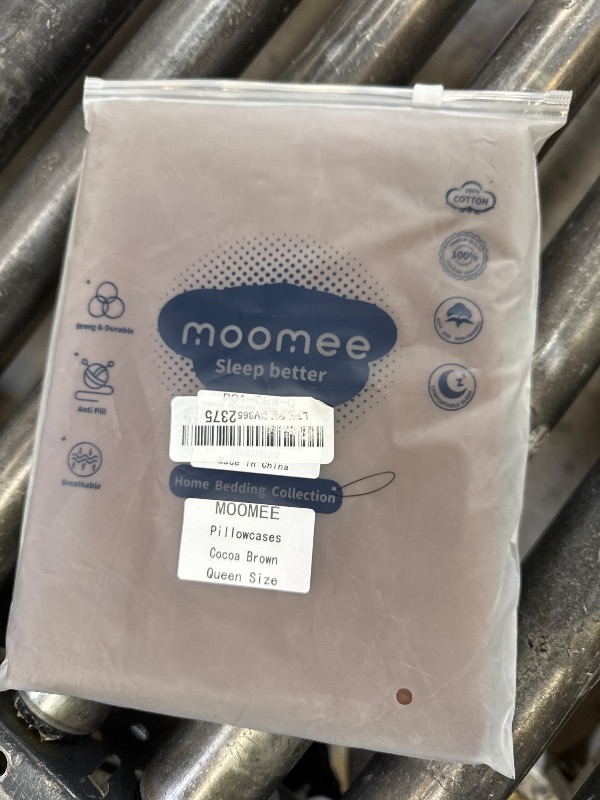 Photo 1 of MooMee Bedding Pillowcases Pack of 2 100% Washed Cotton Linen Like Textured Breathable Durable Soft Comfy (Solid Cocoa Brown, Queen)