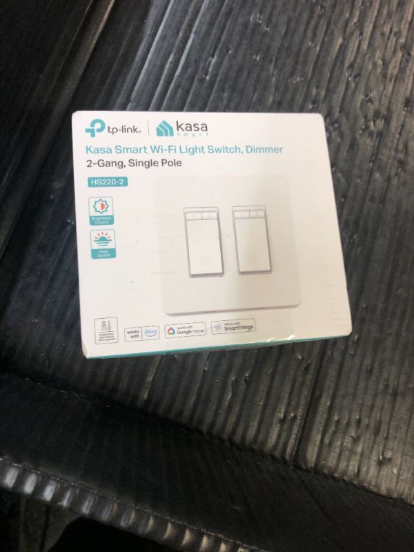Photo 1 of Kasa Smart Dimmer Switch 2-Gang HS220-2, Single Pole, Needs Neutral Wire, 2.4GHz Wi-Fi Light Switch Compatible with Alexa and Google Home, UL Certified, No Hub Required, White