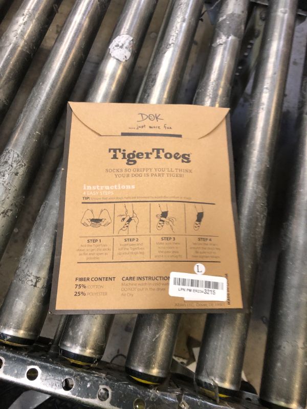 Photo 1 of DOK TigerToes Premium Non-Slip Dog Socks for Hardwood Floors - Extra-Thick Grip That Works Even When Twisted - Prevents Licking, Slipping, and Great for Dog Paw Protection - Size Large