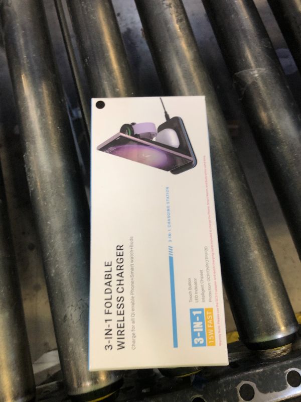 Photo 1 of Wireless Charger for Samsung/Android, HOLYJOY Foldable 3 in 1 Fast Charging Station/Stand/Multi Charger for Samsung S25 Ultra/S24/Note 20, Travel Pad for Galaxy Watch 8/7/6/5/Active 2, For Buds(Black)