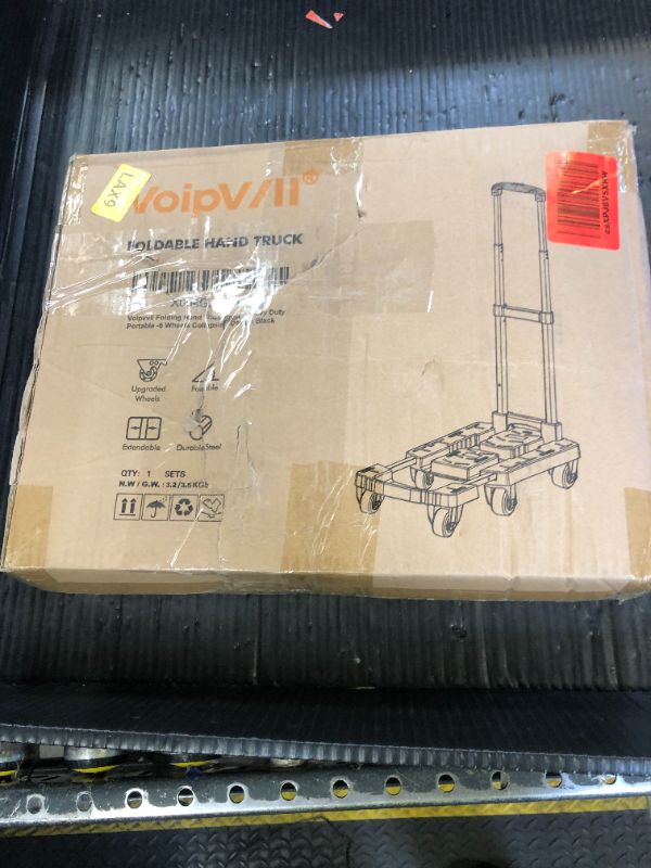 Photo 1 of Voipvvii Folding Hand Truck 500lbs, Portable Heavy Duty Dolly Cart, 6 Wheels Collapsible Luggage Cart with 2 Elastic Ropes - Compact Trolley Cart for Easy Moving - Ideal Hand Cart for Travel and More