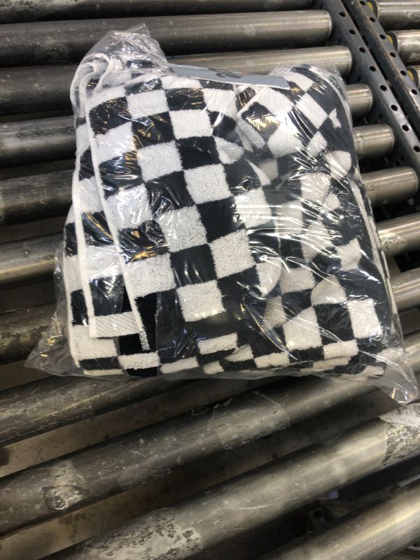 Photo 1 of Jacquotha Bath Towels Black & White Checkered - 100% Cotton, 27.5" x 55", Soft & Absorbent & Quick Dry, Set of 2 Towels for Bathroom, Pool, Beach, Spa