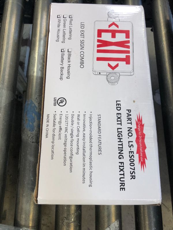 Photo 1 of OSTEK Red LED Exit Sign with Emergency Lights?Two LED Adjustable Head Emergency Exit Lights with Battery Backup, Dual LED Lamp ABS Fire Resistance UL-Listed 120-277V