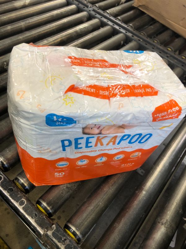 Photo 1 of Peekapoo X-Large (30"x18") Disposable Changing Pads for Baby – Portable Changing Pad Liners for Mess Free Travel, Ultra Absorbent, Waterproof and Super Soft, 50 Count