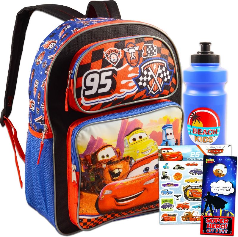 Photo 1 of 
Disney Cars Backpack for Kids ~ Deluxe 16" Disney Cars Backpack Bundle