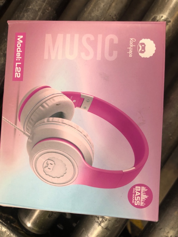 Photo 1 of rockpapa L22 Wired Headphones for Kids Girls Boys Women with Microphone, Foldable 3.5mm Corded Headphones for School Chromebooks Tablet Laptop Airplane Gradient Pink
