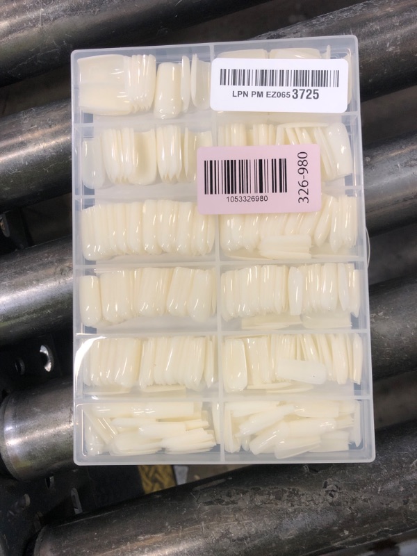 Photo 1 of 500Pcs Medium Square Nail Tips Full Cover Acrylic False Nails with Case for DIY Nail Art, 10 Sizes (Natural)