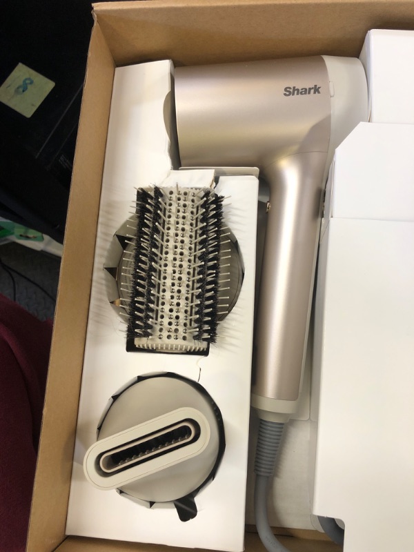 Photo 1 of Shark HD112BRN Hair Blow Dryer HyperAIR Ionic Hair Dryer with 2-in-1 Concentrator and Styling Attachments, Auto Presets, Rotatable Hot Air Brush, No Heat Damage, Ionic, Stone