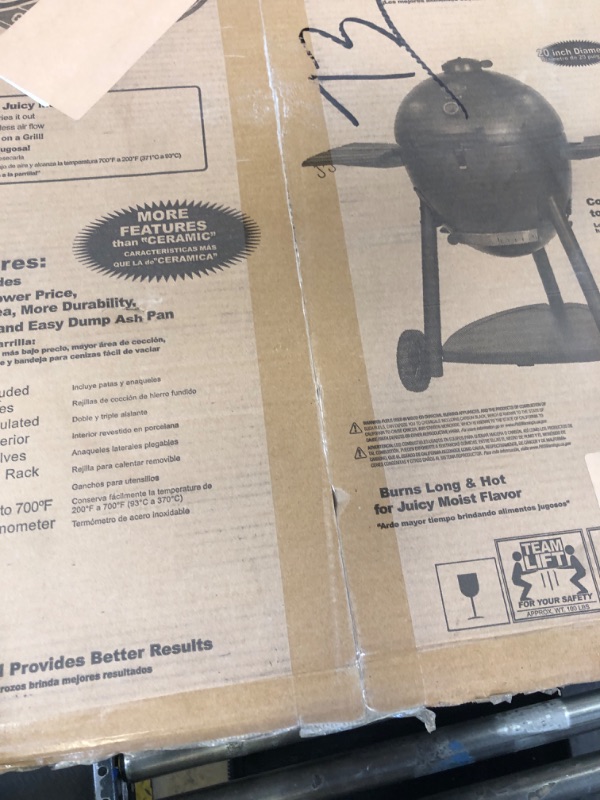 Photo 1 of Char-Griller® AKORN® Kamado Charcoal Grill and Smoker with Cast Iron Grates, Warming Rack and Locking Lid with 445 Cooking Square Inches in Graphite, Model E16620