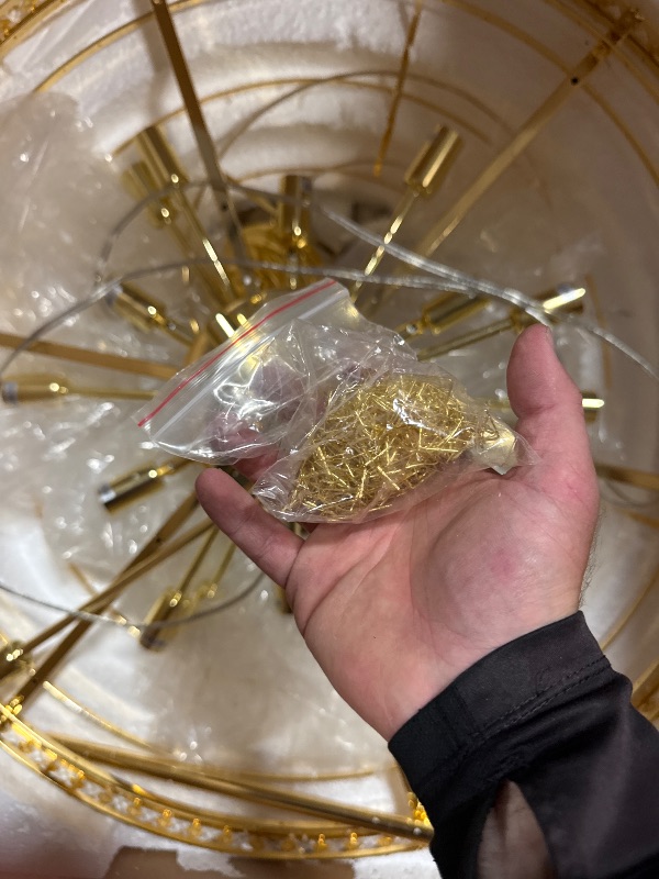 Photo 1 of Sealed DUNFIZZ 26-Light Large High Ceiling Chandelier Gold Modern Crystal Chandeliers Luxury Foyer Chandelier Fixtures for Staircase Villa Lobby Hallway Entryway H63” x W31”