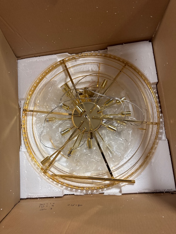 Photo 1 of Sealed DUNFIZZ 26-Light Large High Ceiling Chandelier Gold Modern Crystal Chandeliers Luxury Foyer Chandelier Fixtures for Staircase Villa Lobby Hallway Entryway H63” x W31”