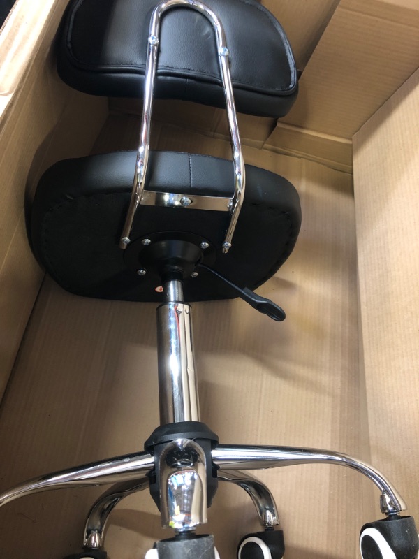 Photo 1 of BFTOU Black Square Swivel Stool with Wheel for Work SPA Shop Massage Height-Adjustable and Cost-Effective Rolling Stool Chair with Back