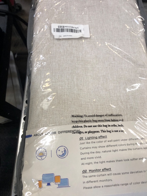 Photo 1 of 100% Blackout Shield Linen Blackout Curtains for Bedroom 96 Inches Long, Back Tab/Rod Pocket Living Room Drapes, Thermal Insulated Blackout Curtains 2 Panels Set, 50" W x 96" L, Beige