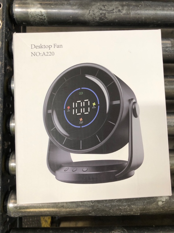 Photo 1 of YOSHENMO Desk Fan, Turbo Table Fan for Bedroom, 100-Speed Digital Display, Low Noise, 105° Adjustable Tilt, 7.5-inch, Rechargeable Battery, Wall-Mouted Design for Home, Office, Travel Dark Black