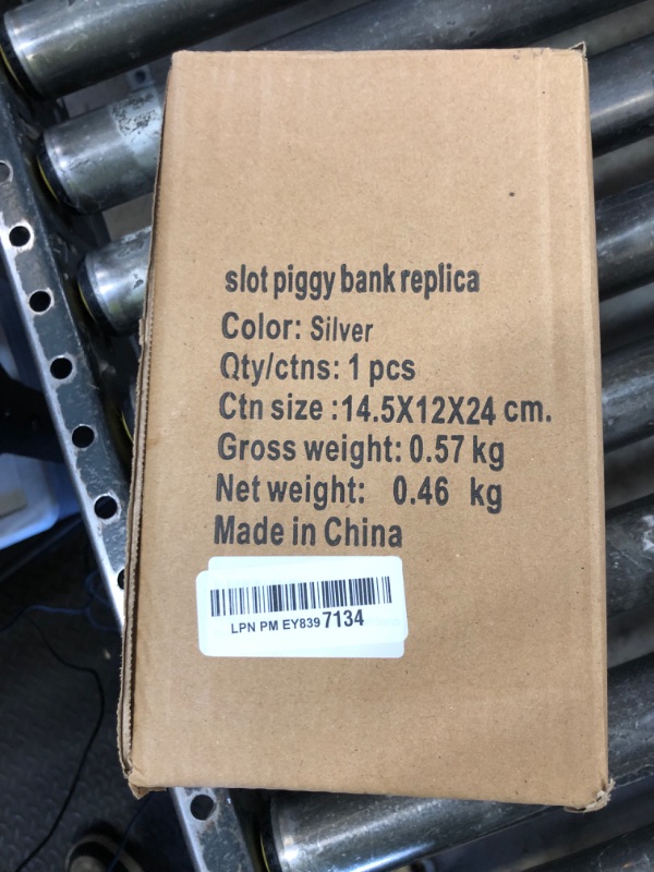 Photo 1 of 777 Silver Slot Machine Casino Toy Piggy Bank Replica with Flashing Lights and Jackpot Alert Sounds