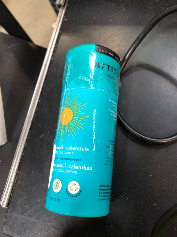 Photo 1 of ATTITUDE After Sun Stick, Plastic-free, Plant and Mineral-Based Ingredients, Vegan and Cruelty-free Beauty and Personal Care Products, Mint & Cucumber, 3 Ounce