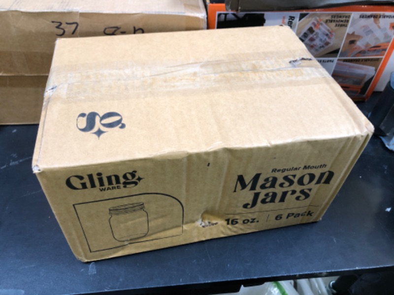 Photo 1 of [6 Pack] 16 oz. Regular-Mouth Glass Mason Jars with Metal Airtight Lids and Bands for 1 Pint Canning, Preserving, & Meal Prep