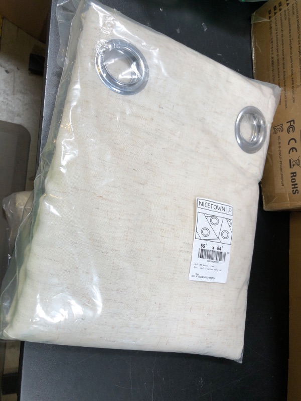 Photo 1 of NICETOWN Natural Linen Curtains 84 inch Long 2 Panels Set, Grommet Top Thick Linen Burlap Semi Sheer Vertical Drapes Privacy Assured with Light Filtering for Bedroom/Living Room, W55 x L84