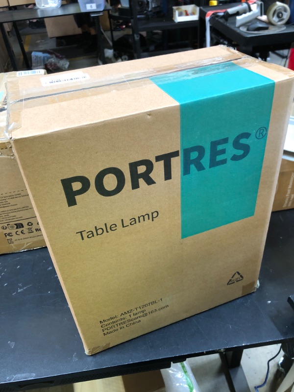 Photo 1 of PORTRES 27.75" Modern Ceramic Table Lamp for Bedroom Bedside Lamps Home Decor for Living Room Farmhouse Nightstand Lamp End Table Lamps (1 Pack)