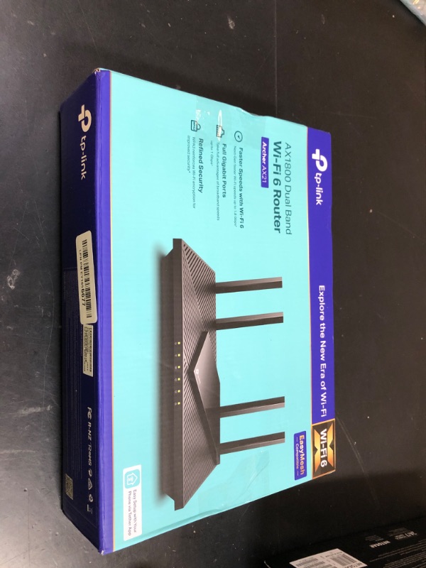 Photo 1 of TP-Link AX1800 WiFi 6 Router V4 (Archer AX21) – Dual Band Wireless Internet, Gigabit, Easy Mesh, Works with Alexa - A Certified for Humans Device, Free Expert Support