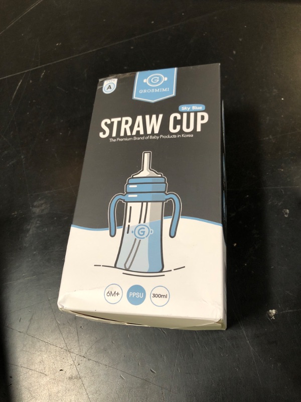 Photo 1 of GROSMIMI Spill Proof no Spill Magic Sippy Cup with Straw with Handle for Baby and Toddlers, Customizable, PPSU, BPA Free 10 oz (Sky blue)